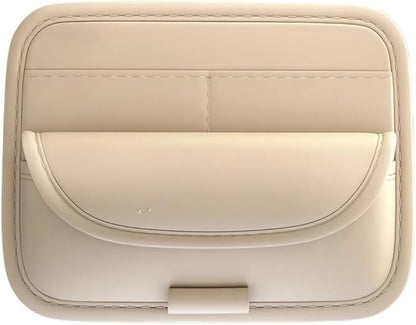 GGCLIMAX Car Organizers And Storage Luxury Leather Car Sun Visor Organizer Multi Compartment Eyeglasses Card And Pen Holder Universal Fit 3 Color Options(Beige-1pc)