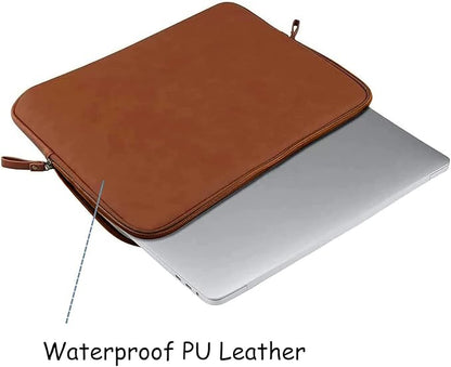 MOSISO Laptop Sleeve Bag 16 inch Compatible with MacBook Air 15 inch 2026-2023 M4 M3 M2/Pro 16 inch 2026-2019 M4 M3 M2 M1, 15-15.6 inch Notebook, PU Leather Padded Bag Waterproof Case, Brown