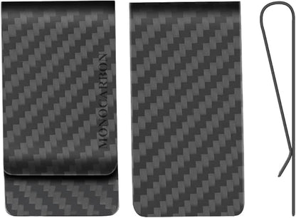 MONOCARBON Carbon-Fiber-Money-Clip-for-Men, Minimalist-Money-Holder for Cash, High Elastic Carbon-Fiber-Wallet, Slim and Durable