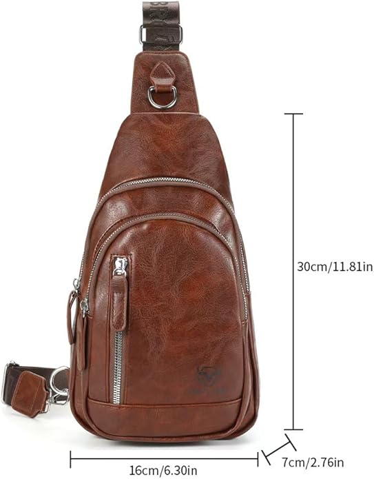 Crossbody Bags for Men Leather Sling Bags Mens Chest Bag Backpack Travel Hiking Fishing Outdoor Sports