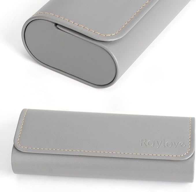 RayLove Glasses Case Hard Shell, Travel Sunglasses Case, Leather Hard Eyeglass Case for Women, Reading Glasses Case for Men