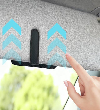 Small Leather Sun Visor Organizer, Visor Accessories, Multi-Pocket Sunvisor Storage with Sunglass Holder, Car Organizer for Drving License Card Pen Fits Most Vehicles (Carbon Fiber Black)