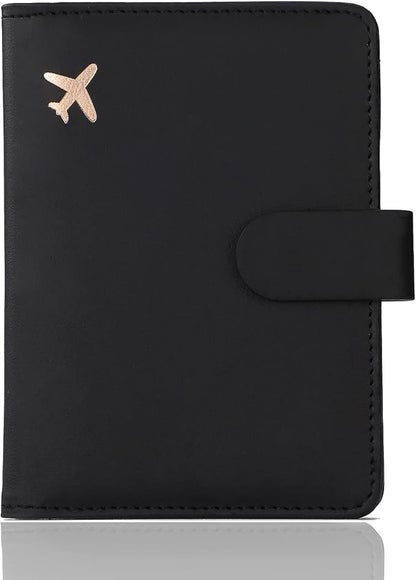 Melsbrinna Premium Leather Passport Holder Covers Case, Waterproof Rfid Blocking Travel Wallet Passport Holder with Pen Holder, Cute Passport Book for Women/Men