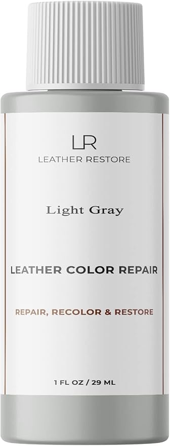 Leather Color Repair, Light Gray 1 OZ - Repair, Recolor and Restore Couch, Furniture, Auto Interior, Car Seats, Vinyl and Shoes