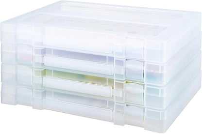 4 Pack Large A4 Paper document Box, Arts Supply Storage Organizer Box Scrapbook Storage Box Crafts Organization Boad Game Storage,Thick Plastic Scrapbook Storage Box for 8.5" x 11" Letter