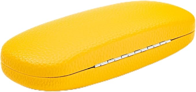 PU Leather Hard Shell Eyeglass Case Glass Holder box for Men and Women with Cleaning Cloth Yellow