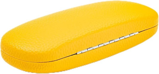 PU Leather Hard Shell Eyeglass Case Glass Holder box for Men and Women with Cleaning Cloth Yellow