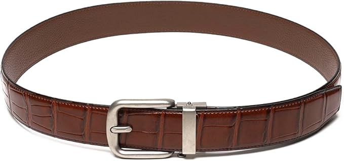 Fabio Valenti Men's Genuine Leather Ratchet Dress Belt with Automatic Buckle, Adjustiable Sizes, Handmade, All leather Strap