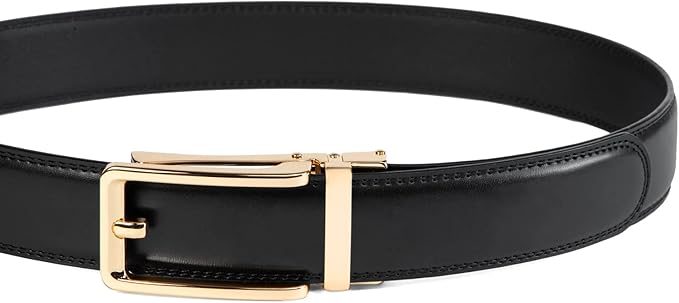 Founders & C Men's Leather Ratchet Comfort Click Belt Dress with Slide Buckle -Adjustable Trim to Fit