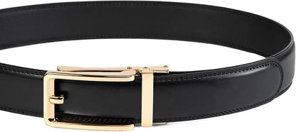 Founders & C Men's Leather Ratchet Comfort Click Belt Dress with Slide Buckle -Adjustable Trim to Fit