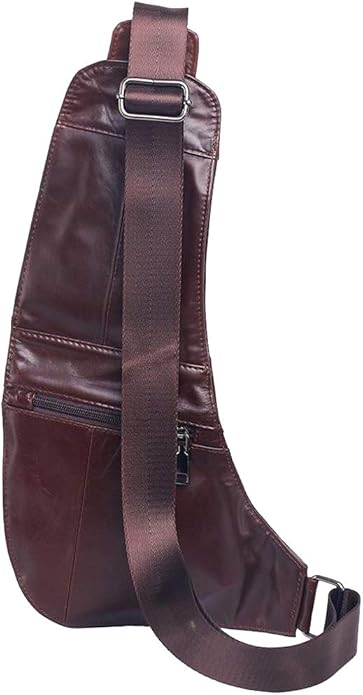 Hebetag Leather Sling Bag Crossbody Backpack for Men Women Travel Outdoor Camping
