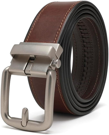 Fabio Valenti Men's Genuine Leather Ratchet Dress Belt with Automatic Buckle, Adjustiable Sizes, Handmade, All leather Strap
