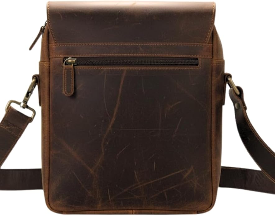 Small Leather Crossbody Bag for Men - Leather Shoulder Bag & Mens Satchel Bags - Leather Messenger Bag for iPad - Man Purse Side Bag
