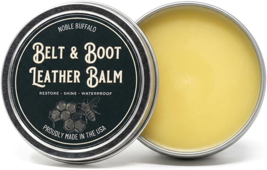 Leather Conditioner Balm – Handmade in USA – Beeswax Leather Conditioner for Boots, Belts, Wallets, Furniture & Shoes – All-Natural Leather Balm, 2 oz Tin