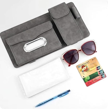 Multifunctional Car Visor Organizer (Suede leather - Gray)