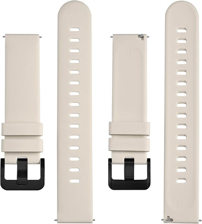 BISONSTRAP Silicone Watch Bands, Slim Watch Straps with Quick Release, 18mm, Ivory (Beige) with Black Buckle