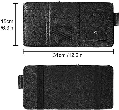 Boao 2 Packs Car Sun Visor Organizer, Sunglasses Holders for Car Sun Visor PU Auto Interior Accessories Storage Travel Document Holder with Multi Pocket (Black, 12.2 x 6.1 Inches)
