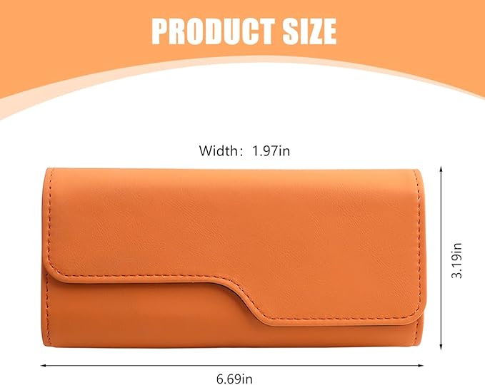 Zpana Sunglass Holder for Car Visor, Leather Auto Eyeglasses Sun Visor Organizer Case with Hidden Magnetic Closure, Auto Protective Glasses Storage Box, Universal for SUV RV Truck (Orange)