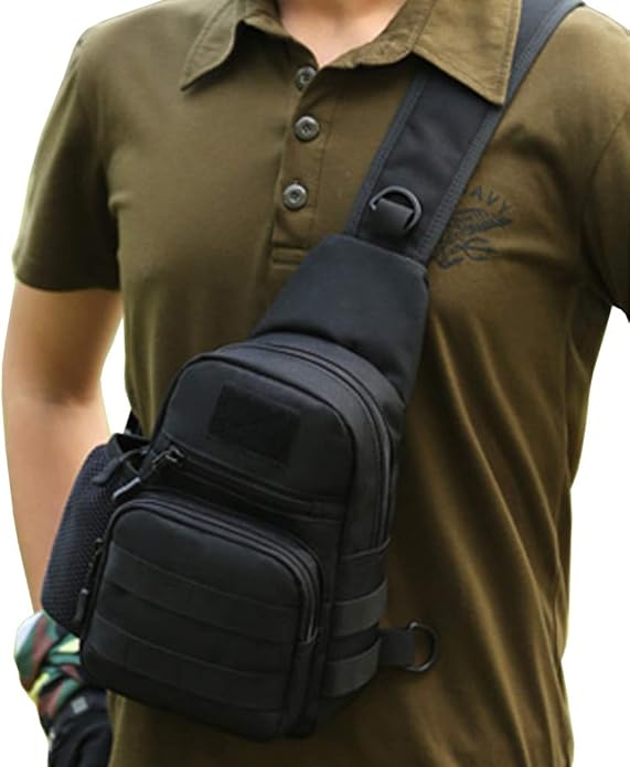 Hebetag Leather Sling Bag Crossbody Backpack for Men Women Travel Outdoor Camping
