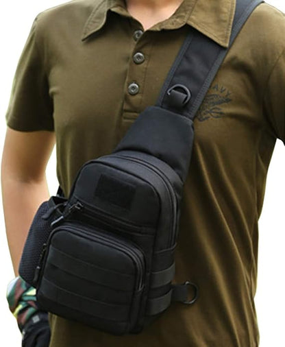 Hebetag Leather Sling Bag Crossbody Backpack for Men Women Travel Outdoor Camping