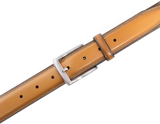 Mens Genuine Leather Dress Belt for Men, Handmade, 100% Cow Leather,Classic Casual and Business Belt Prong Buckle