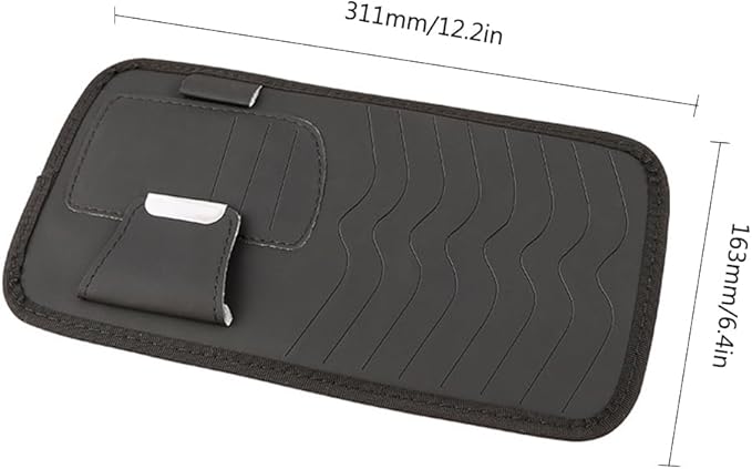 Car Sun Visor Pocket Organizer, Car CD or DVD Holder Storage Case, Multi-Pocket Visor Organizer Storage Pouch, Glasses Clip Storage Bag, Auto Interior Accessories Pocket Organizer (Black)