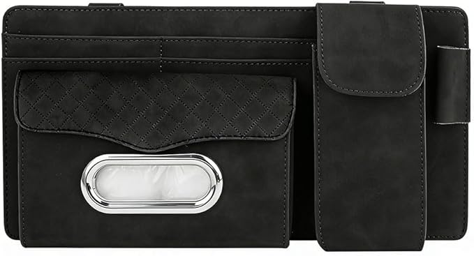 Car Sun Visor Organizer for Lexus LC 2017–2025 2026 Z100,Multi-Pocket Auto Visor Storage Pouch with Tissue Holder,Eyeglass Case,Card Slots & Pen Holder,Sun Visor Organizer