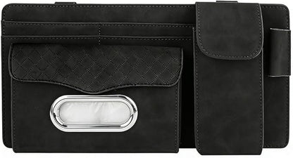 Car Sun Visor Organizer for Lexus LC 2017–2025 2026 Z100,Multi-Pocket Auto Visor Storage Pouch with Tissue Holder,Eyeglass Case,Card Slots & Pen Holder,Sun Visor Organizer
