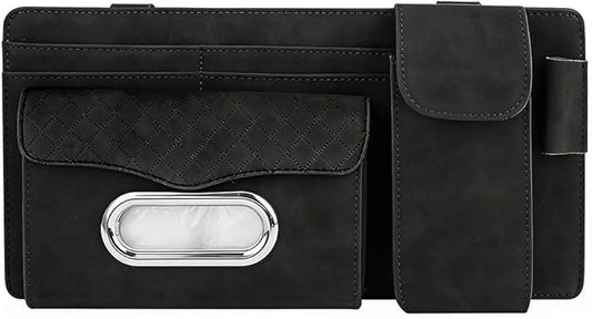 Car Sun Visor Organizer for Lexus LC 2017–2025 2026 Z100,Multi-Pocket Auto Visor Storage Pouch with Tissue Holder,Eyeglass Case,Card Slots & Pen Holder,Sun Visor Organizer