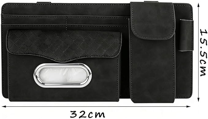 Car Sun Visor Organizer for Lexus LC 2017–2025 2026 Z100,Multi-Pocket Auto Visor Storage Pouch with Tissue Holder,Eyeglass Case,Card Slots & Pen Holder,Sun Visor Organizer