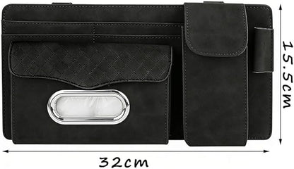 Car Sun Visor Organizer for Lexus LC 2017–2025 2026 Z100,Multi-Pocket Auto Visor Storage Pouch with Tissue Holder,Eyeglass Case,Card Slots & Pen Holder,Sun Visor Organizer
