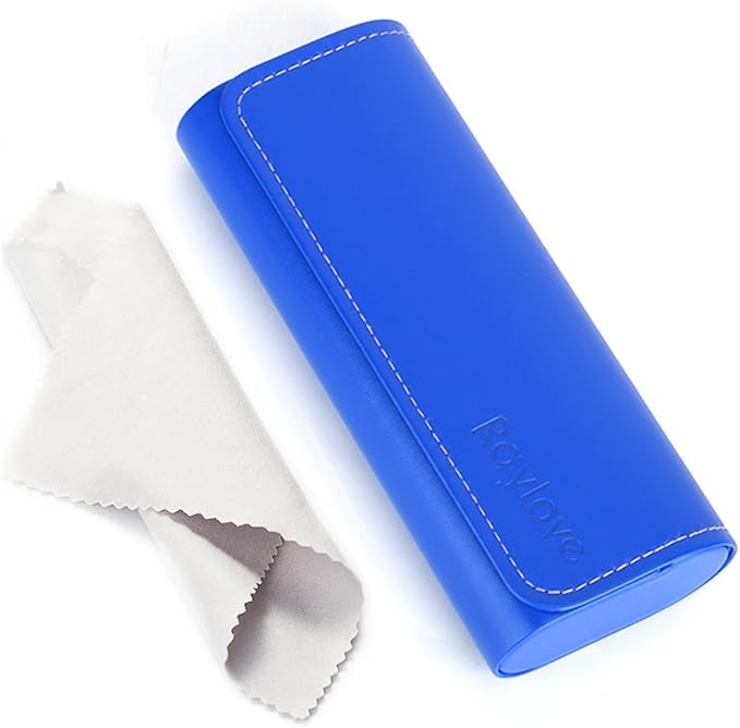 RayLove Glasses Case Hard Shell, Travel Sunglasses Case, Leather Hard Eyeglass Case for Women, Reading Glasses Case for Men