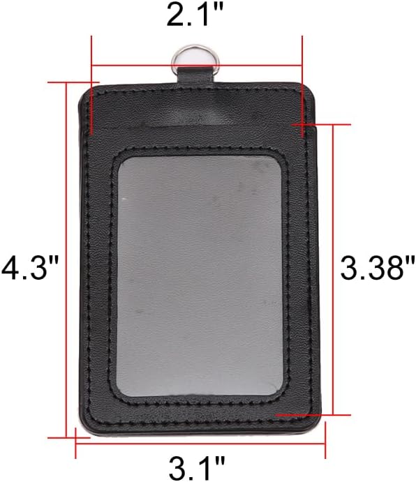 2 Pieces PU-Leather Badge Holder Vertical ID Badge Holder PU-Leather ID Card Holder Waterproof-Splash Work Name Credit Card Case for Office ID, Black