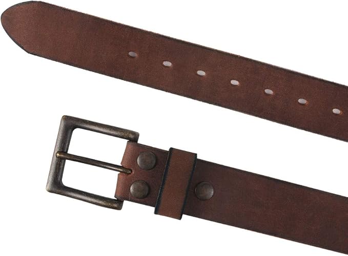NPET Mens Leather Belt Full Grain Vintage Distressed Style Snap on Strap 1 1/2" Wide with Buckle