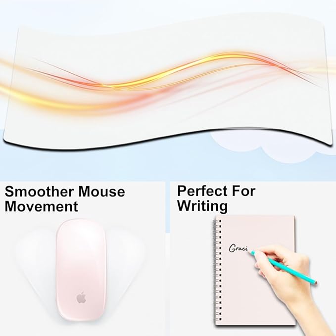 Desk Mat with Wireless Charging, White Mouse Pad with Wireless Charger, Desk Pad Matt for Desktop, Mousepad Gaming Large Mouse Pad, Leather Compute for Keyboard and Mouse, 32" x 16"