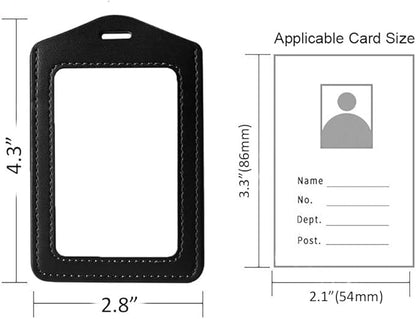 Larpur Pack of 2 Genuine Leather ID Badge Holders, Vertical ID Card Holders with Clear ID Window, Suit for Office, Staff, Students, Employees
