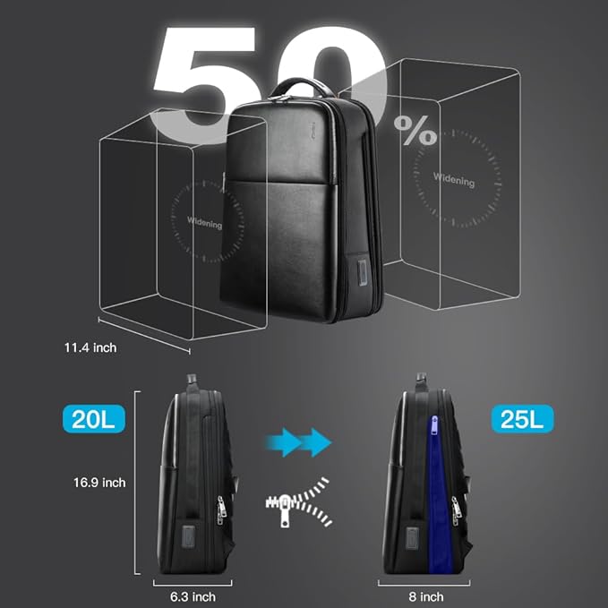 BOPai Laptop Backpack Men for 15.6 inch Business Smart Professional Lightweight Backpack with USB Charging Office Commuter Computer Rucksack Executive Anti Theft Black