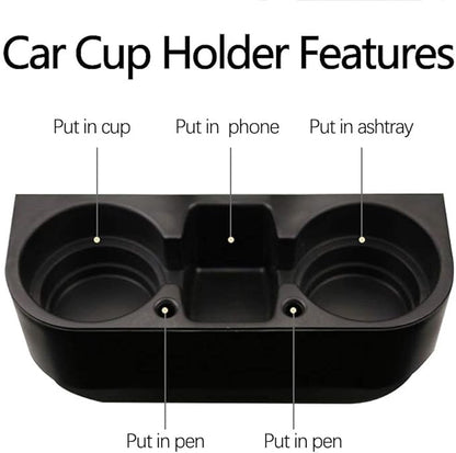 Heart Horse 2Pcs Cup Holder Portable Multifunction Vehicle Seat Cup Cell Phone Drinks Holder Box Car Interior Organizer (Black)