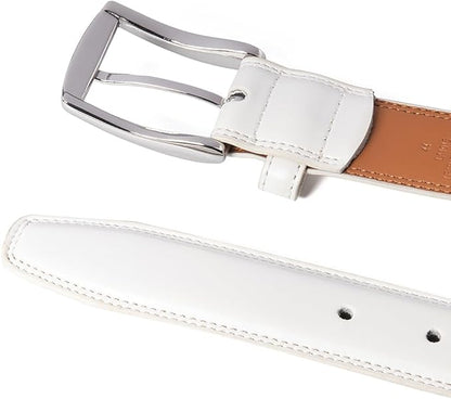 Mens Genuine Leather Dress Belt for Men, Handmade, 100% Cow Leather,Classic Casual and Business Belt Prong Buckle