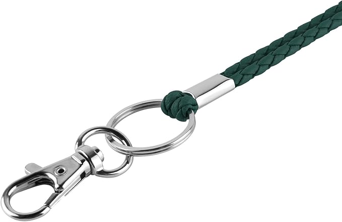 PLENTY Braided Leather Lanyard, 2PCS Handmade Strong Office Long Neck Strap with Clasp and Keychain for ID Badge and Keys