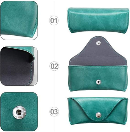 LogHog Portable Leather Glasses Case,Flexible Sunglasses Pouch Slim Case for Women Men Horizontal Eyeglass Case