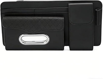 Car Sun Visor Organizer for Lexus LC 2017–2025 2026 Z100,Multi-Pocket Auto Visor Storage Pouch with Tissue Holder,Eyeglass Case,Card Slots & Pen Holder,Sun Visor Organizer