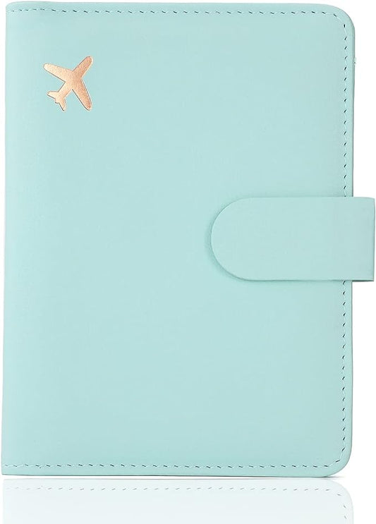 Melsbrinna Premium Leather Passport Holder Covers Case, Waterproof Rfid Blocking Travel Wallet Passport Holder with Pen Holder, Cute Passport Book for Women/Men