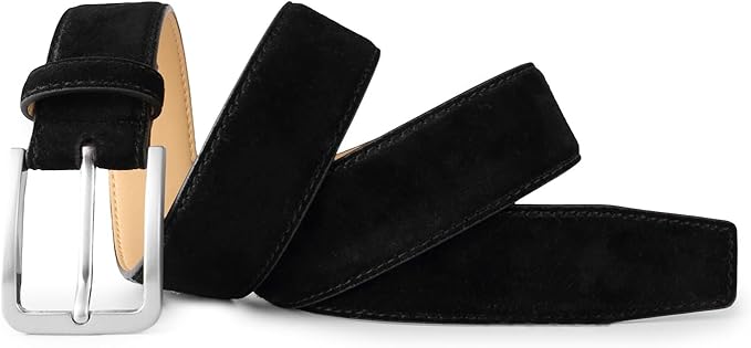 Men's Belt Casual Genuine Leather Suede Belts for Men 1 3/8" Wide Elegant Golf Dress Belt