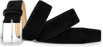 Men's Belt Casual Genuine Leather Suede Belts for Men 1 3/8" Wide Elegant Golf Dress Belt