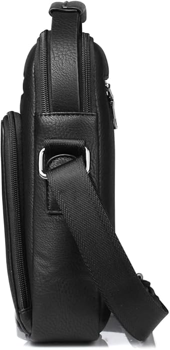 Hebetag Small Leather Sling Shoulder Bag Messenger Pack for Men Women Outdoor Travel Business