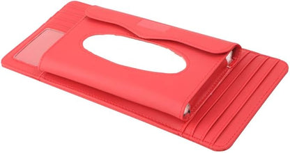 Car Sun Visor Organizer,Tissue Holder Multifunctional Tissue Box Glasses Holder Card Package CD Bag,Red