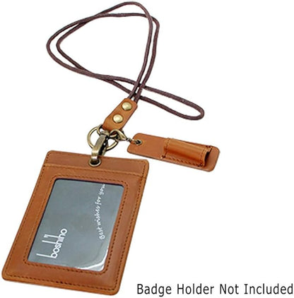 Genuine Leather Pen Holder, 2 Pack Boshiho Pen Pencil Holders for Badge Holder or Neck Lanyard (Brown)