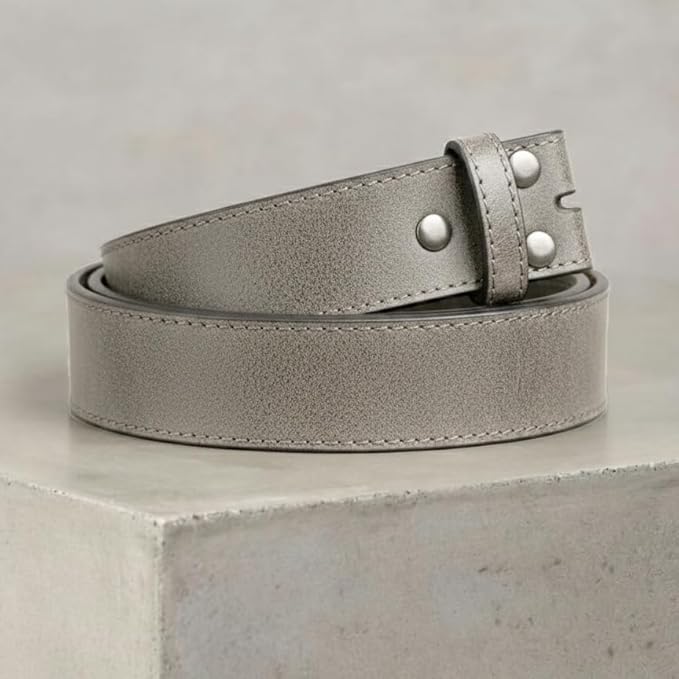BC Belts Leather Belt Strap with Vintage Distressed Texture 1.5" Wide with Snaps and without Buckle