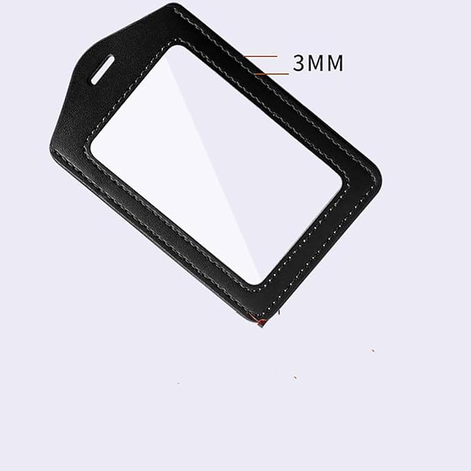 5 PCS Leather Waterproof Clear ID Badge Holder with Black Lanyards for Offices Staff Students Employees
